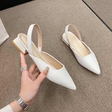 Xajzpa Summer Women New Sexy Retro Solid Color Heels PU Leather Shoes Outdoor Banquet Party Pointed Shoes Fashion Sandals Plus Size 42